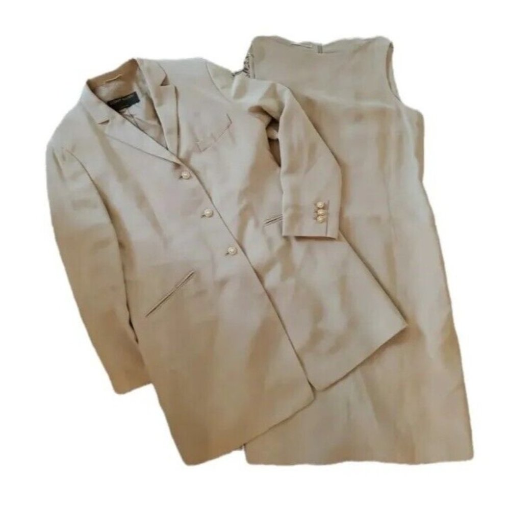 Luciano Barbera Ivory Silk Sleeveless Sheath Dress Jacket Suit Set 46 / 10 $3690